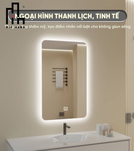 Gương chữ nhật đứng led sau