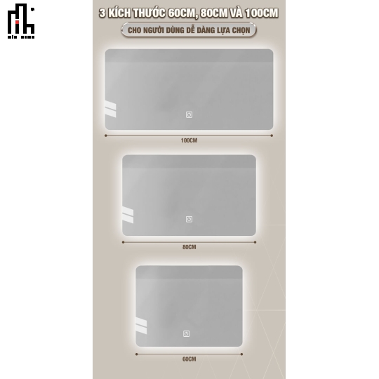 Gương chữ nhật led sau MINHOME