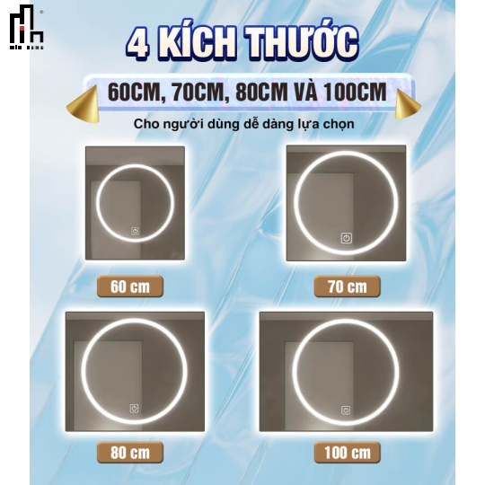 Gương chữ nhật led tròn MinHome