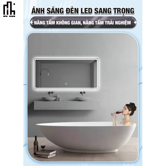 Gương chữ nhật led trước MINHOME