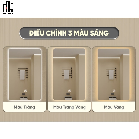 Gương chữ nhật đứng led sau