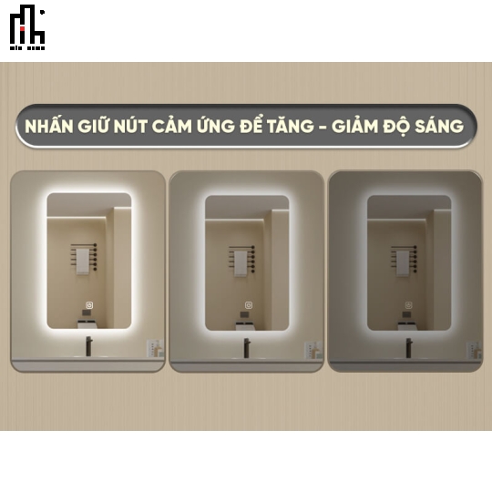 Gương chữ nhật đứng led sau