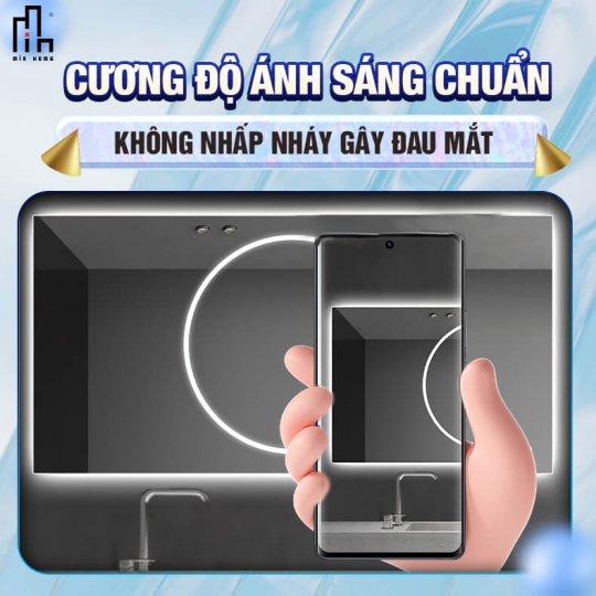Gương chữ nhật led tròn MinHome