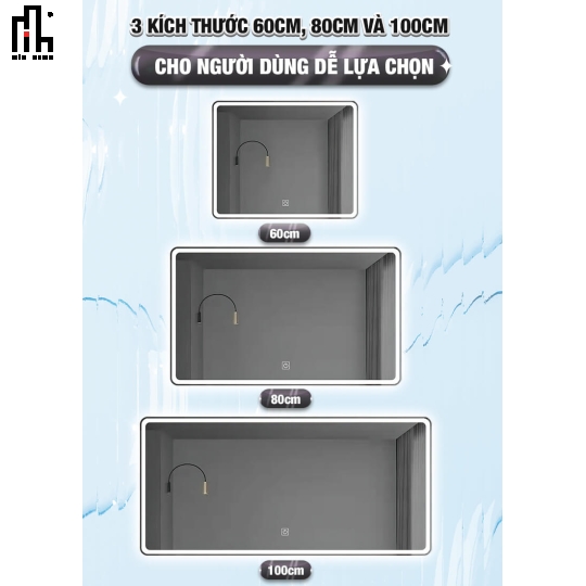 Gương chữ nhật led trước MINHOME