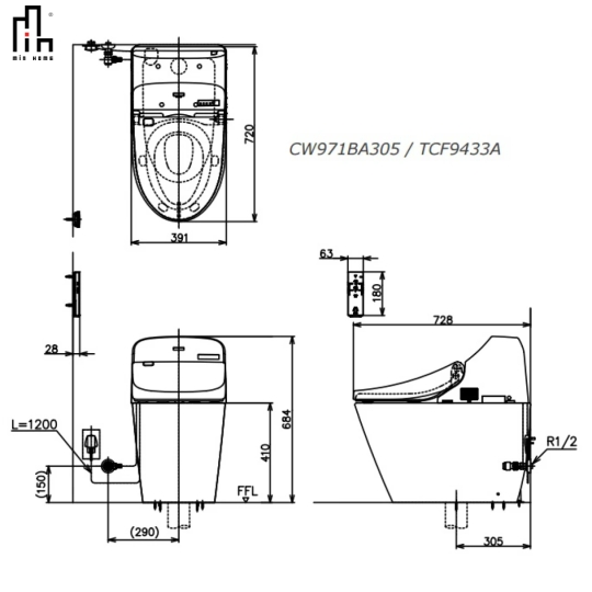  bồn cầu điện tử TOTO C971/TCF9433A