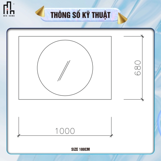 Gương chữ nhật led tròn MinHome