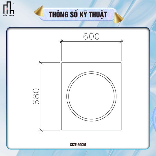 Gương chữ nhật led tròn MinHome