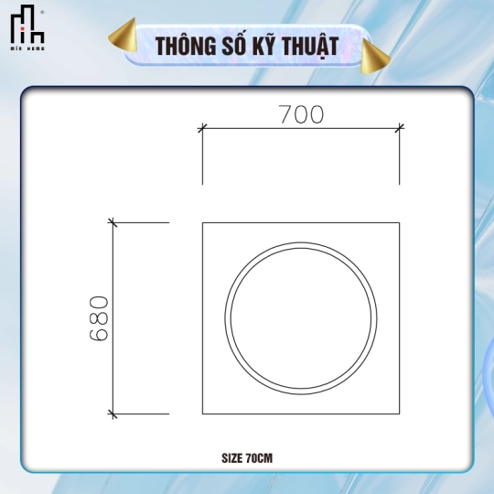 Gương chữ nhật led tròn MinHome