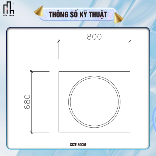 Gương chữ nhật led tròn MinHome