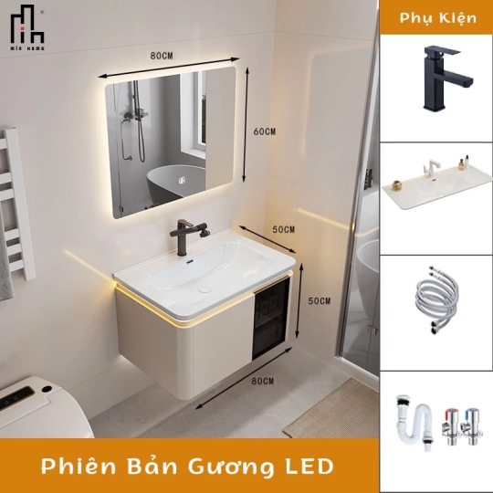 Bộ Tủ Phòng Tắm Thông Minh Tích Hợp Lavabo TG04