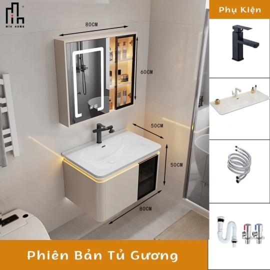 Bộ Tủ Phòng Tắm Thông Minh Tích Hợp Lavabo TG04